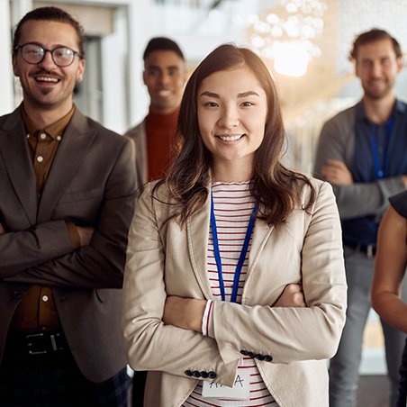 Self-funded employer group team collaborating on benefits
